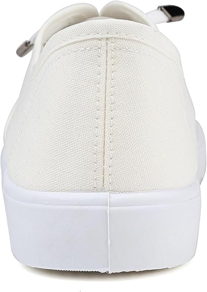 Womens White Canvas Sneakers Lightweight Lace Up Fashion Comfortable Canvas Shoes Low Top Slip On Casual Tennis Walking Shoes Women Footwear